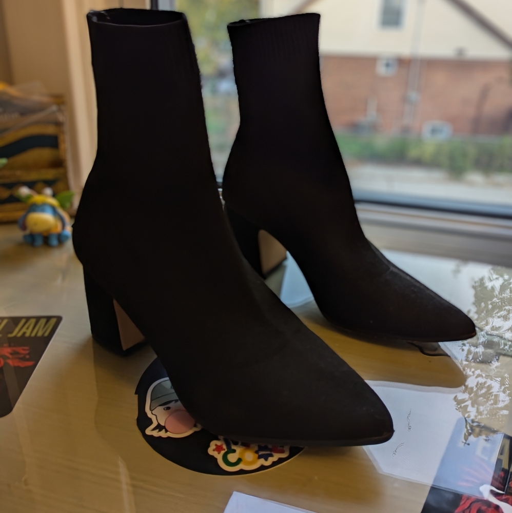 Sock Booties with Chunky Heel